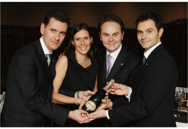 The third generation of the Lunelli family: Marcello, Camilla, Matteo and Alessandro Lunelli.