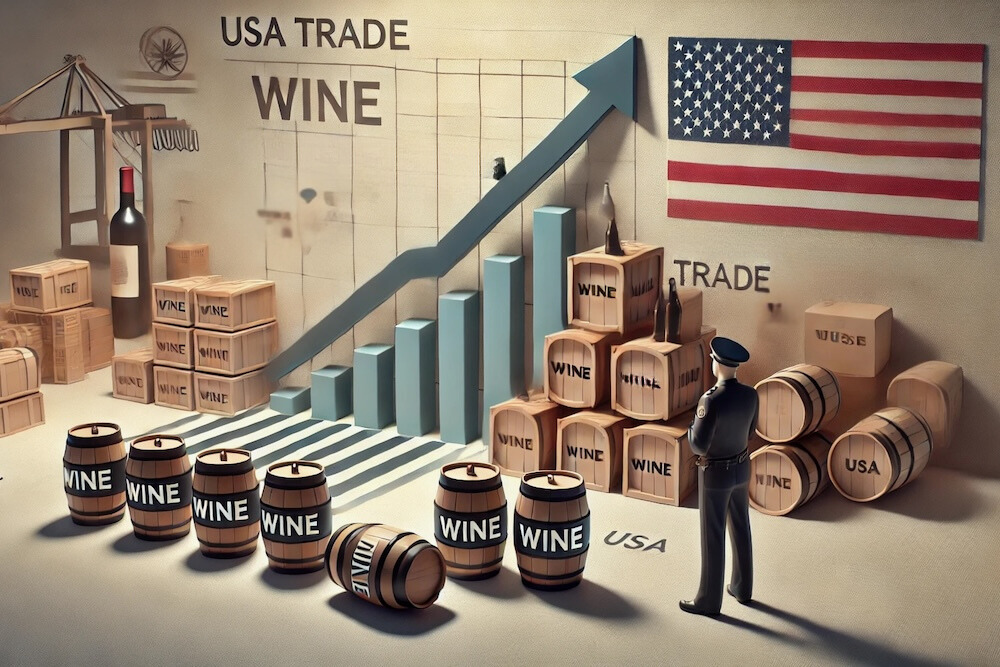 Bad time for new tariffs on the wine business (© Anja Zimmer/DALL_E, AI generated)