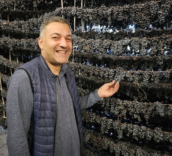 Some of the Areni grapes are dried and hung on strings.