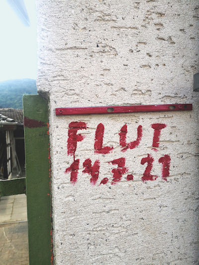 Flood Markings. This is how high the flood was two years ago.
