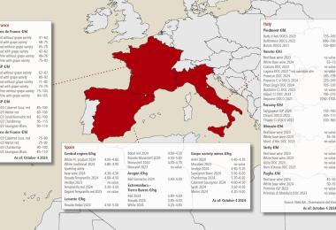 Sources: Ciatti Global Wine & Grape Brokers, own surveys, chambers of commerce, FranceAgriMer, Med.&A. and Osservatorio del Vino