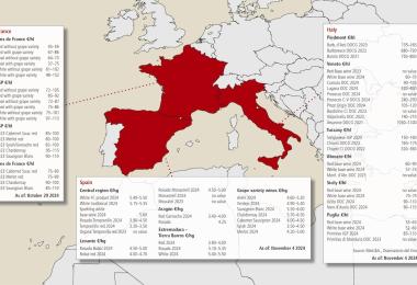Sources: Ciatti Global Wine & Grape Brokers, own surveys, chambers of commerce, FranceAgriMer, Med.&A. and Osservatorio del Vino