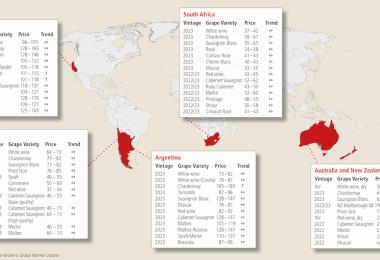 Source: Ciatti Global Wine & Grape Brokers, Global Market Update, Export Prices in €/hl
