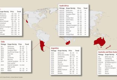 Source: Ciatti Global Wine & Grape Brokers, Global Market Update, export prices in €/hl