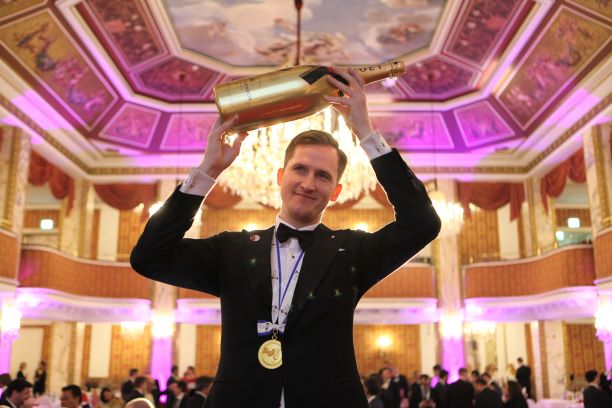 Raimonds Tomsons the night he won Best Sommelier of Europe and Africa 2017.