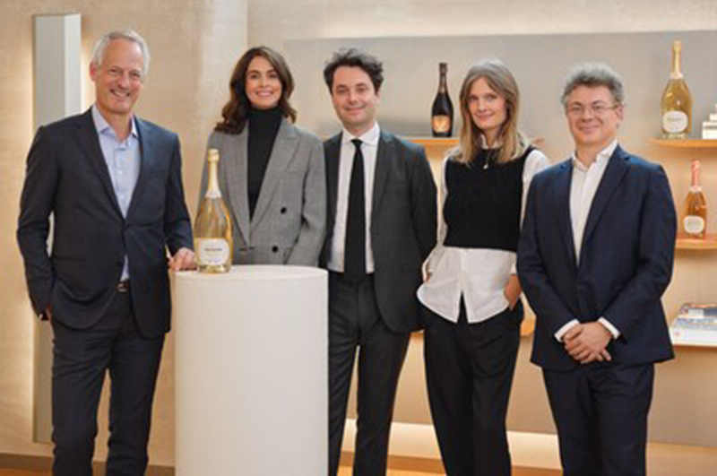 The premium alcohol-free initiative: Philippe Schaus, CEO Moët Hennessy, Maggie Frerejean-Taittinger, Rodolphe Frerejean-Taittinger, and Constance Jablonski (French Bloom), David Serre, EVP Strategy – Finance Moët Hennessy (Photo: LVMH)