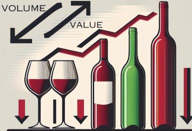 Sales of cheaper wines may be falling in the US, but value is up. (AI generated, Adobe Firefly)