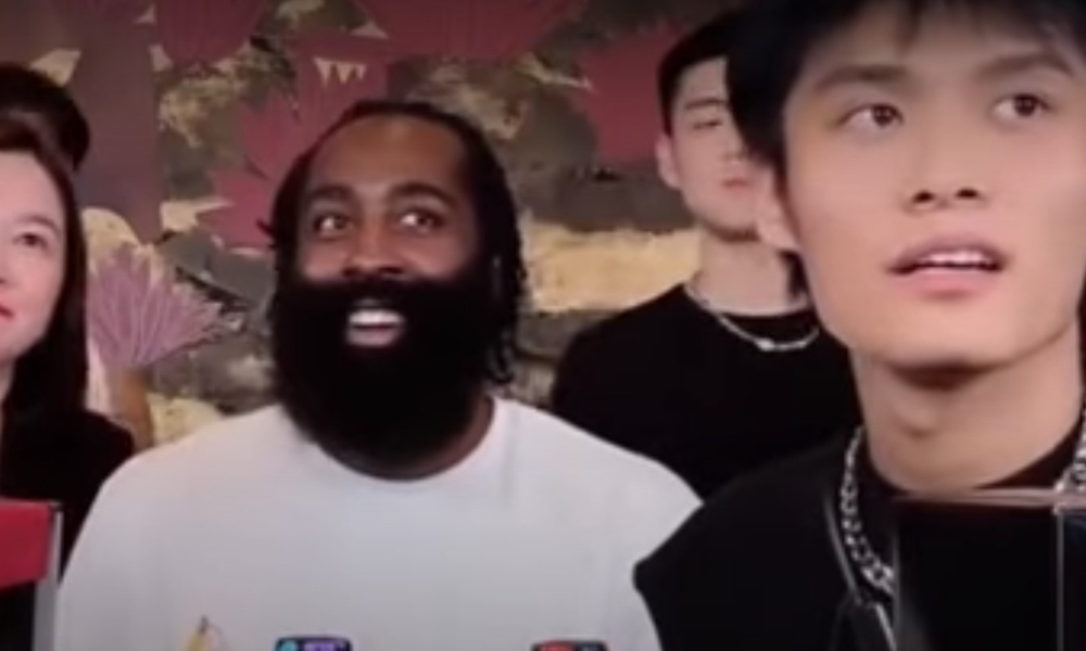 Screenshot of James Harden's reaction to the sales feat.