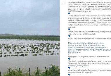Vineyards in Hawke's Bay: Only a few inches are left above water (Photo: Screenshot Meadowood House on Instagram)