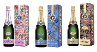 The new edition of the "World Collection" pays tribute to Indonesian batik art - Pommery Brut Rosé Royal Batik, Royal Elixir and Grand Cru Royal 2009 (Photos: Vranken Pommery)