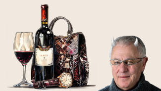 Robert Joseph - with horns and a luxury handbag and watch. Image: Midjourney AI.
