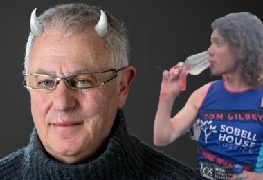 Robert Joseph - with horns and marathon runner, Tom Gilbey
