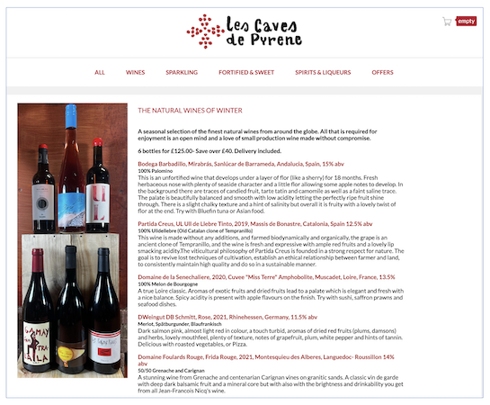 Les Caves de Pyrene, specialists in natural wine