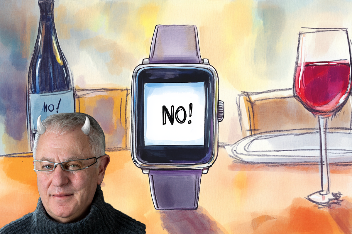 Smartwatch saying 'no' (illustration by Midjourney AI)