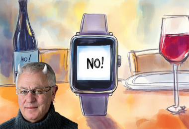 Smartwatch saying 'no' (illustration by Midjourney AI)