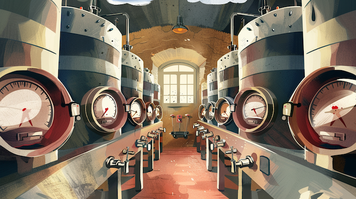 Bordeaux vats - illustration by Midjourney AI