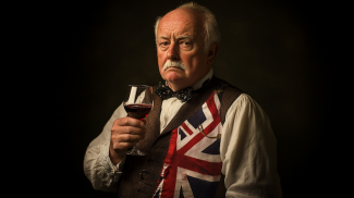 Englishman with glass of wine (©️ Robert Joseph/Midjourney AI generated)